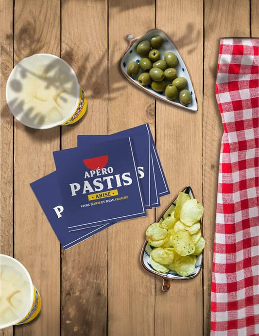 Mise en situation des serviettes apéro Pastis