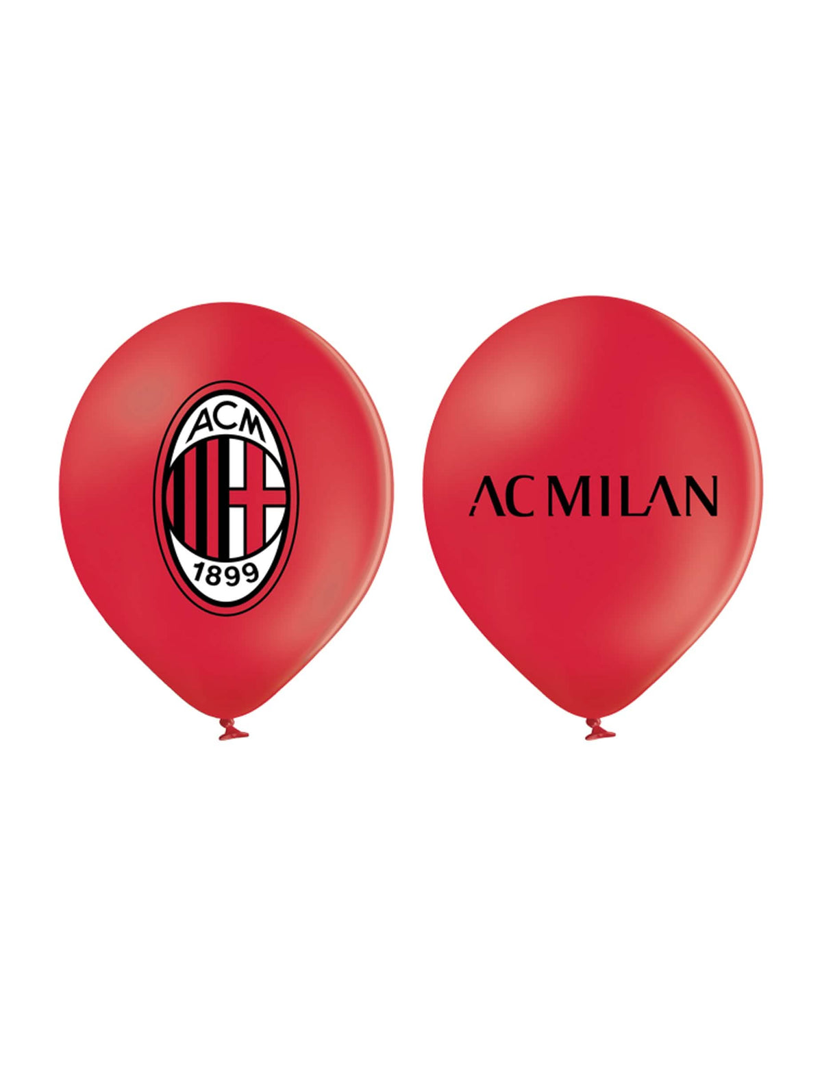Vue recto verso des ballons rouges du Ballons en latex AC Milan pour fête