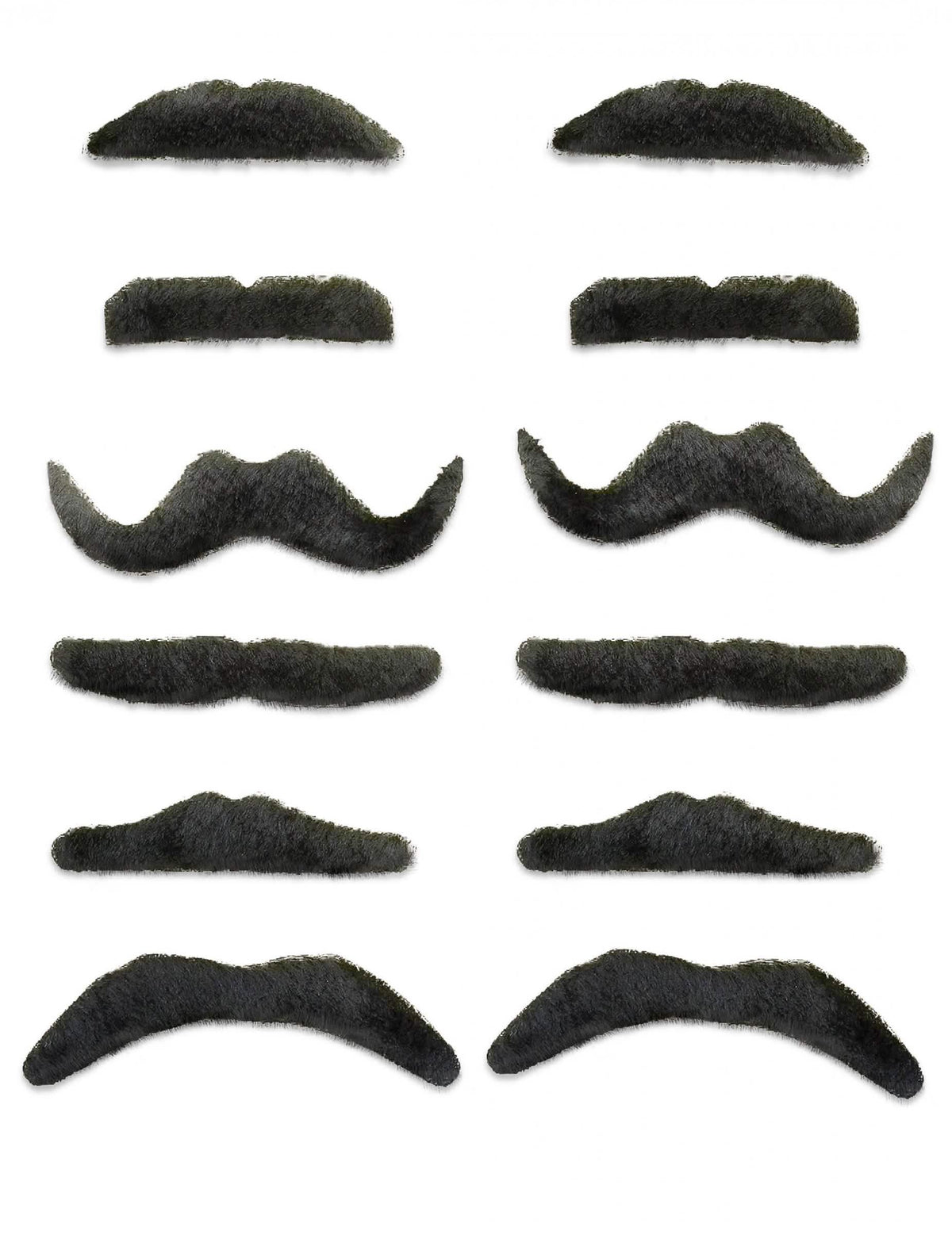 Lot de 12 moustaches noires de styles variés