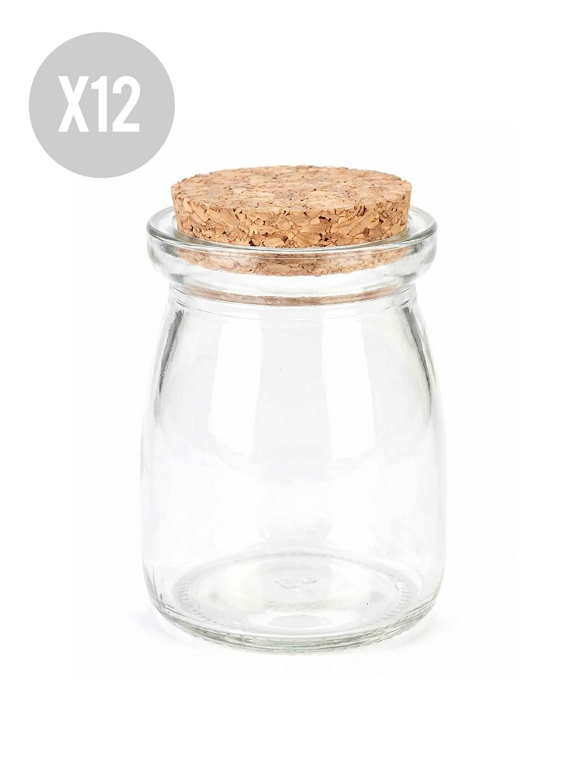 12 petits pots en verre avec bouchon en liège 7 cm