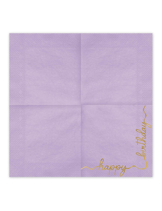 12 Papieren servetten Happy Birthday pastel en goud 33 × 33 cm