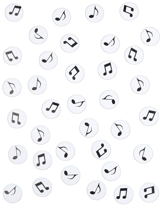 Vue d'ensemble des confettis de table note de musique