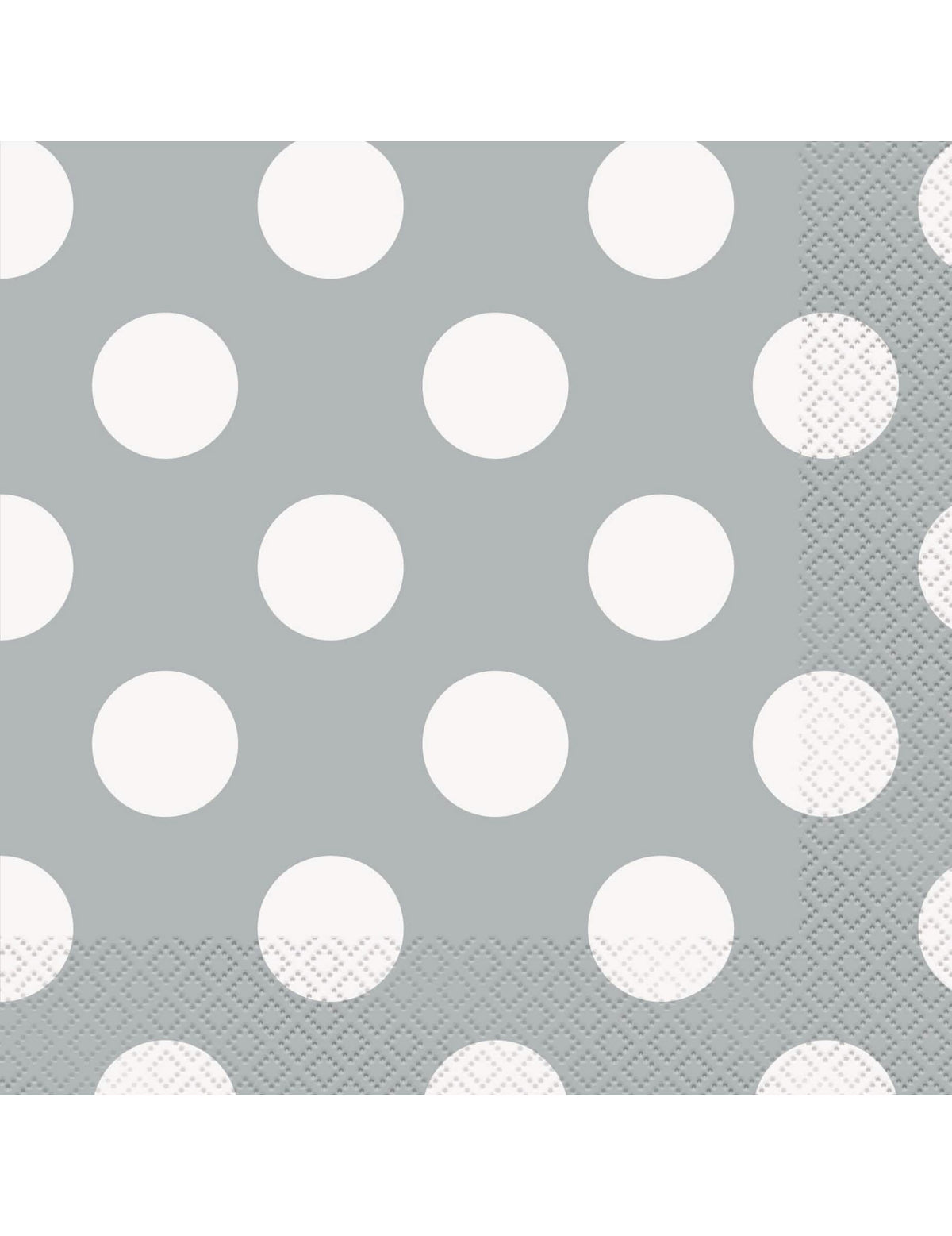Serviettes en papier à pois pour anniversaire grises et blanches