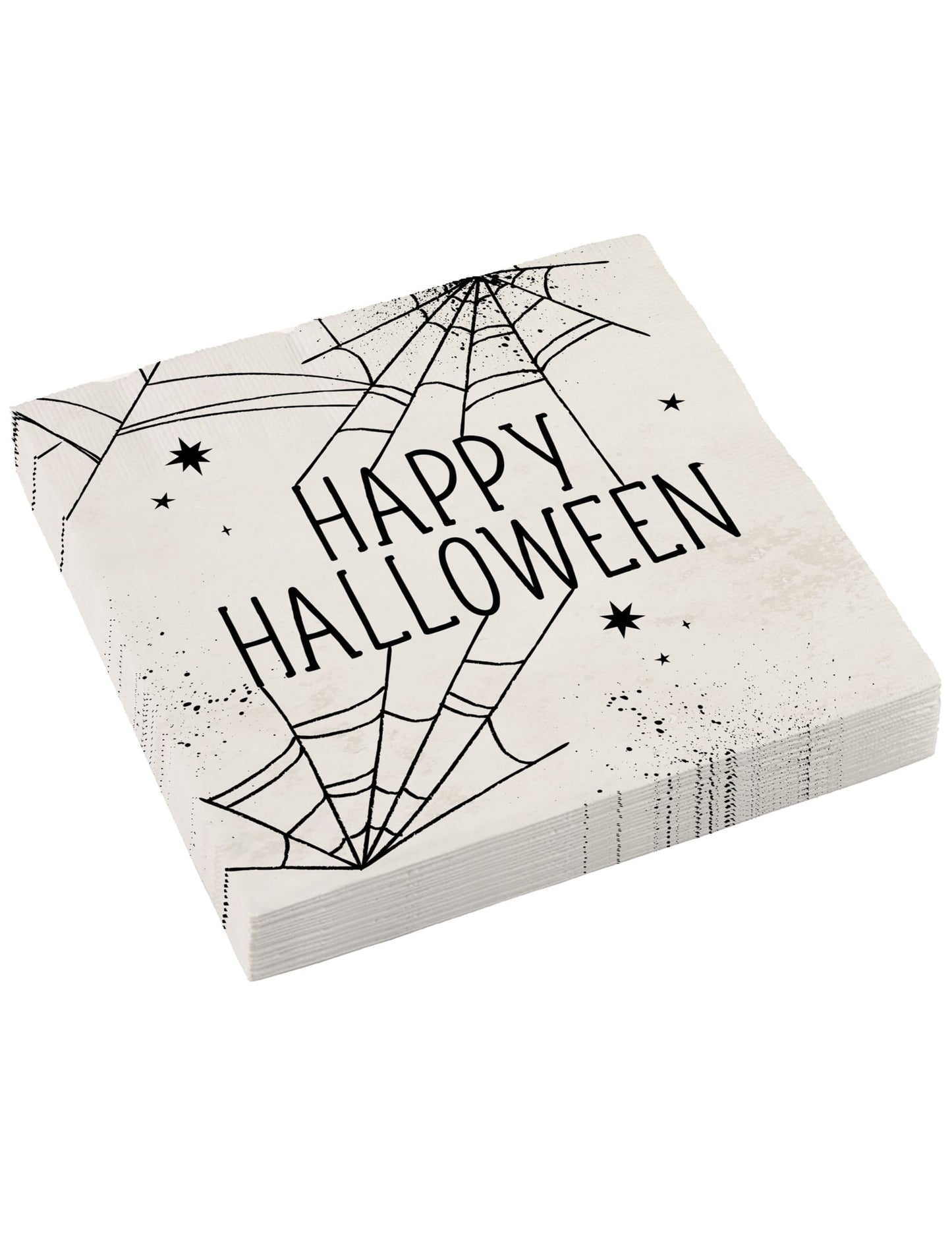 Serviettes en papier toile d'araignée pour fête d'Halloween blanc et noir