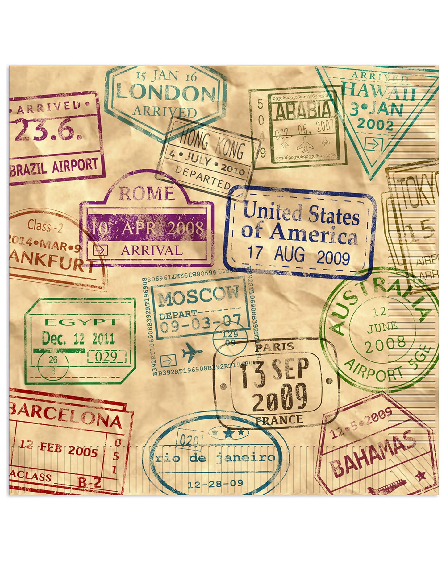 Serviettes en papier tour du monde pour fête décor voyage kraft