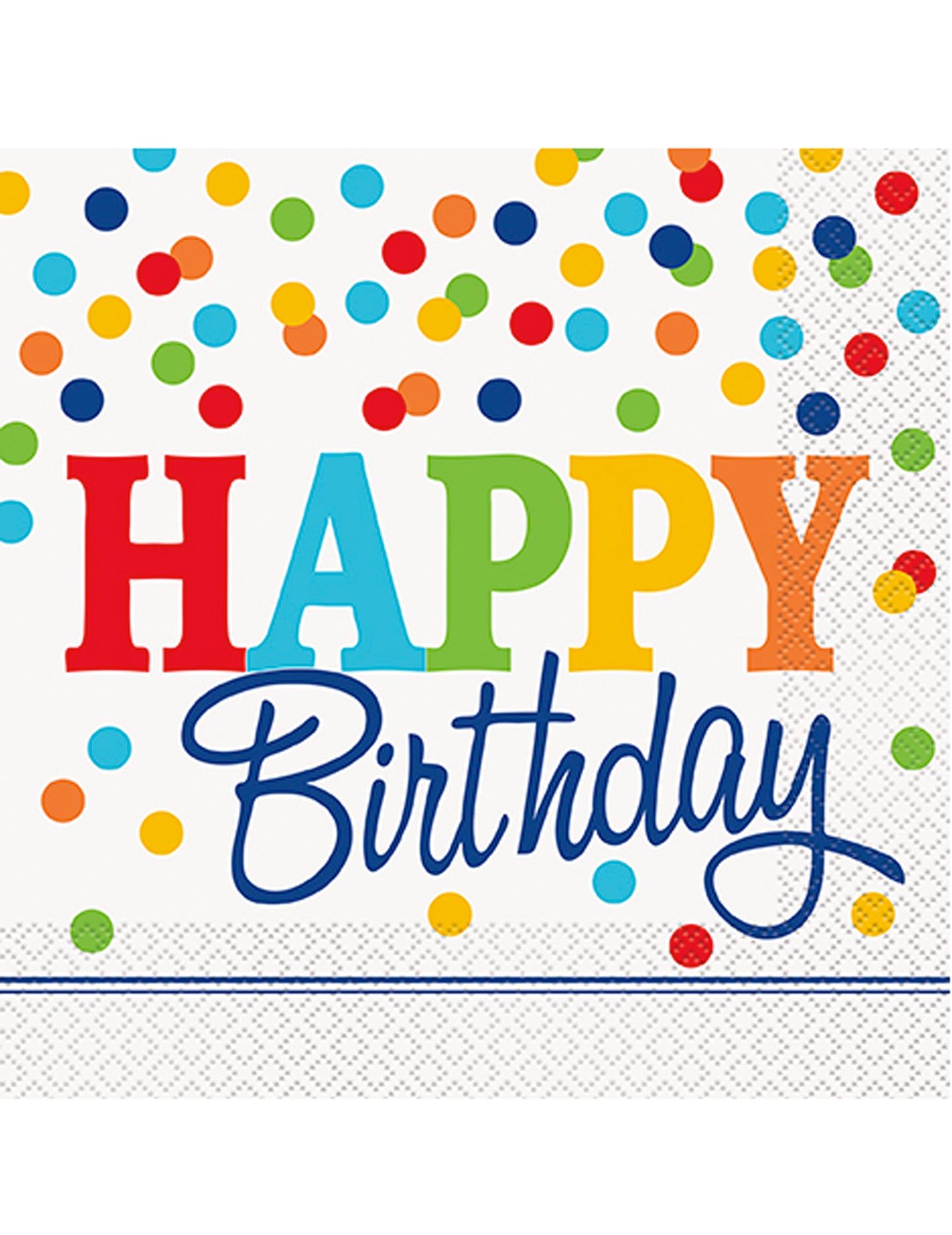 Serviettes en papier Happy Birthday pour anniversaire à pois colorés