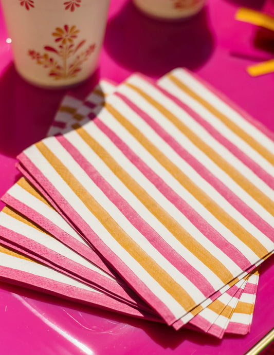 20 Kleine papieren cocktailservetten Pink Limonade 24 x 24 cm
