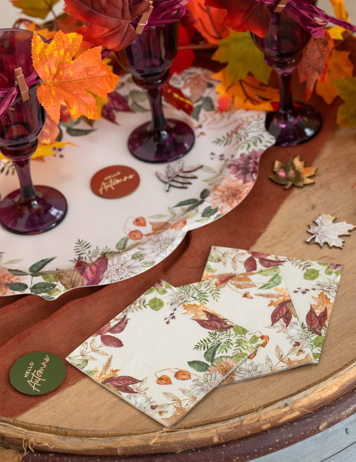 20 petites serviettes Automne Floral 25 x 25 cm