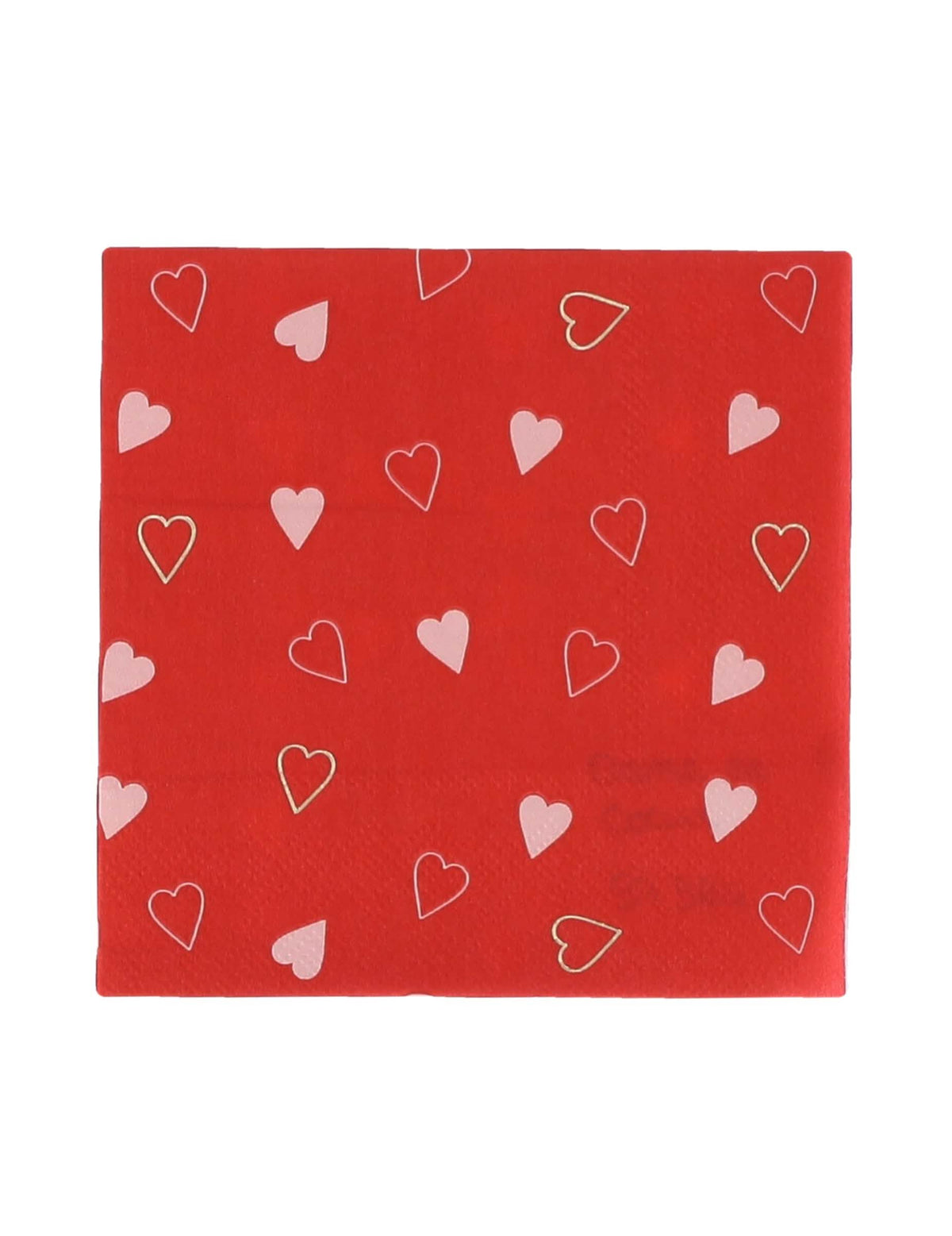 Serviettes en papier Dame de cœur rouge à motifs cœurs roses et blancs