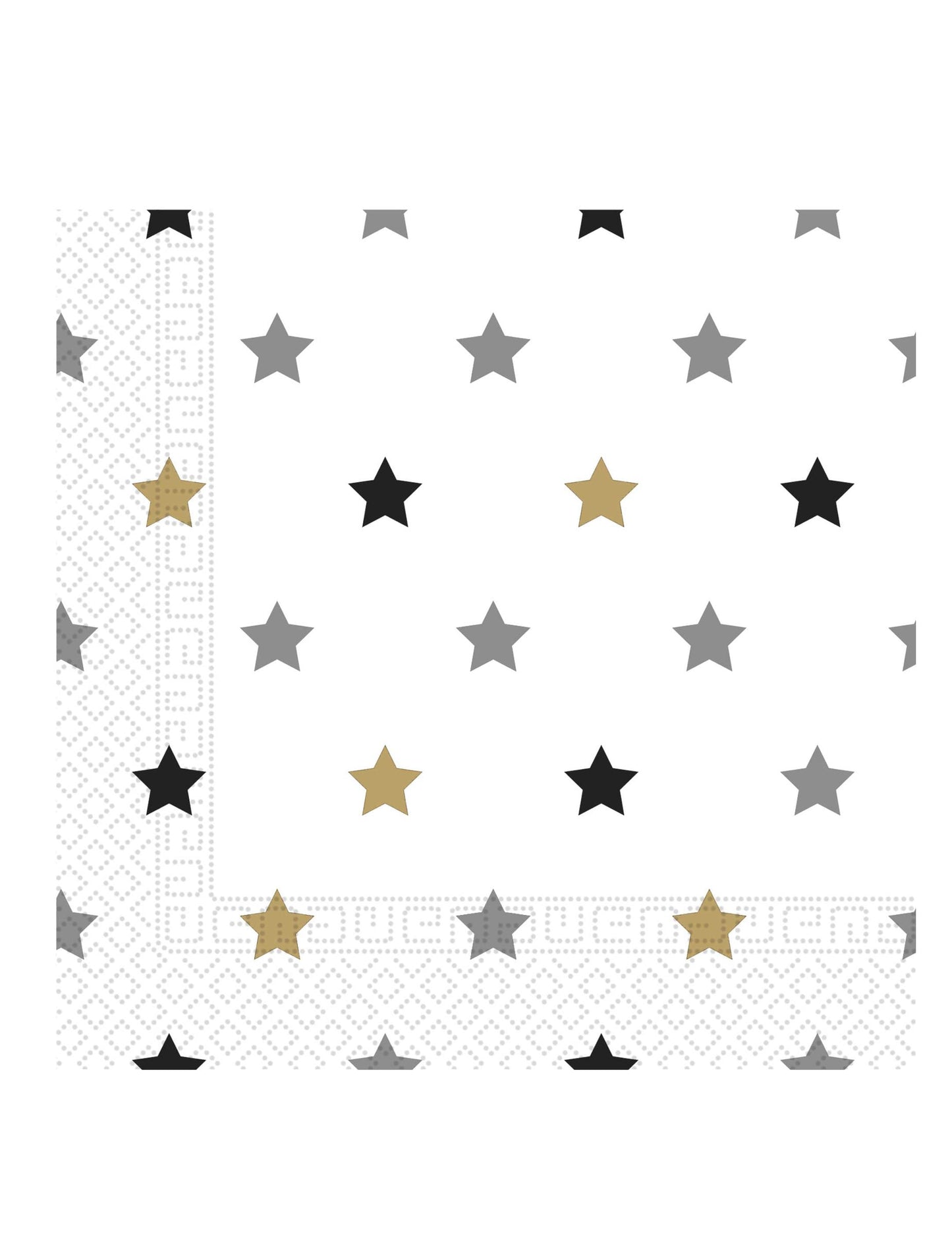 Serviettes en papier étoiles doré noir et argent chic