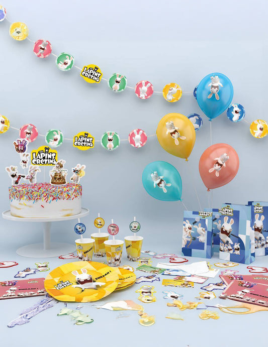 Mise en scène festive des serviettes en papier Lapins crétins
