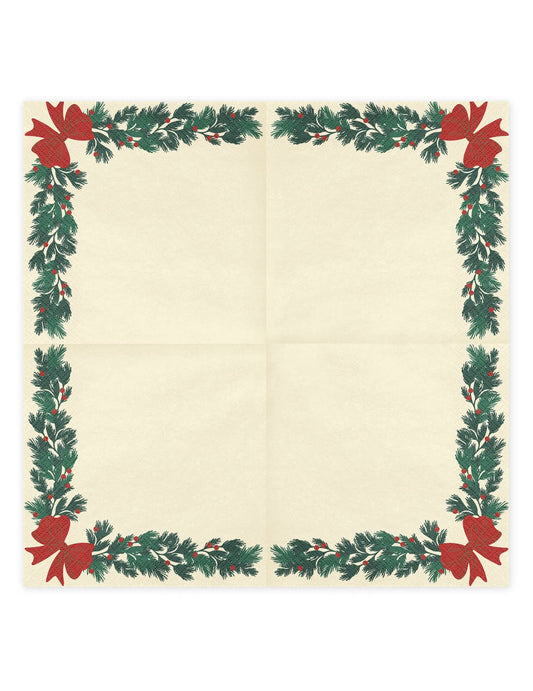20 serviettes Guirlande de Noël beige 33 x 33 cm