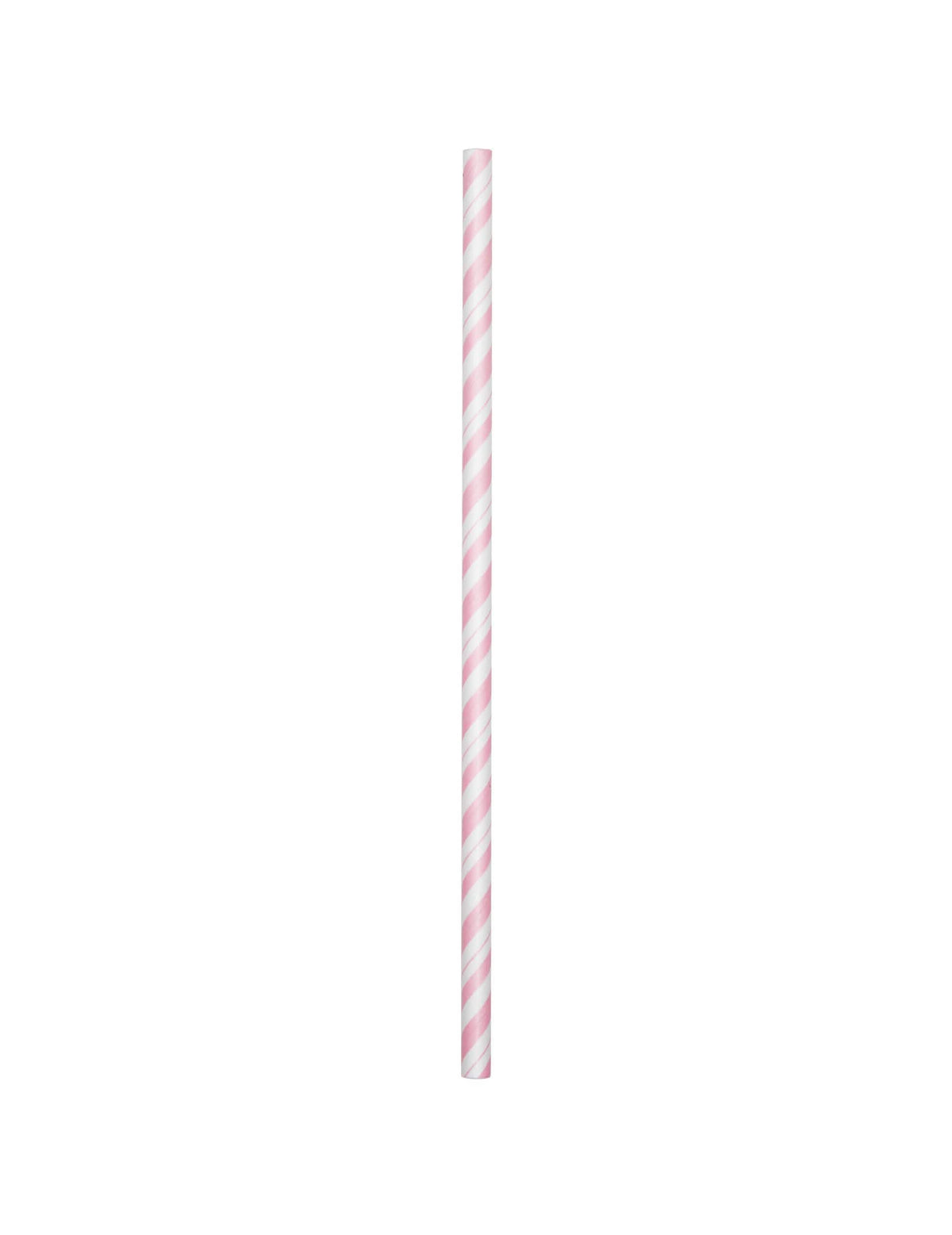 Paille en carton à rayures pour fête rose pâle flexible