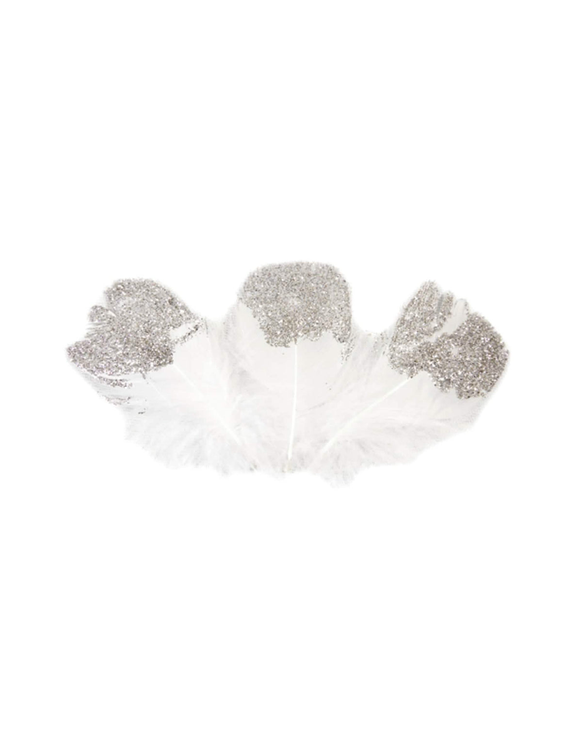 Plumes pailletées décoration pour fête blanches et argentées