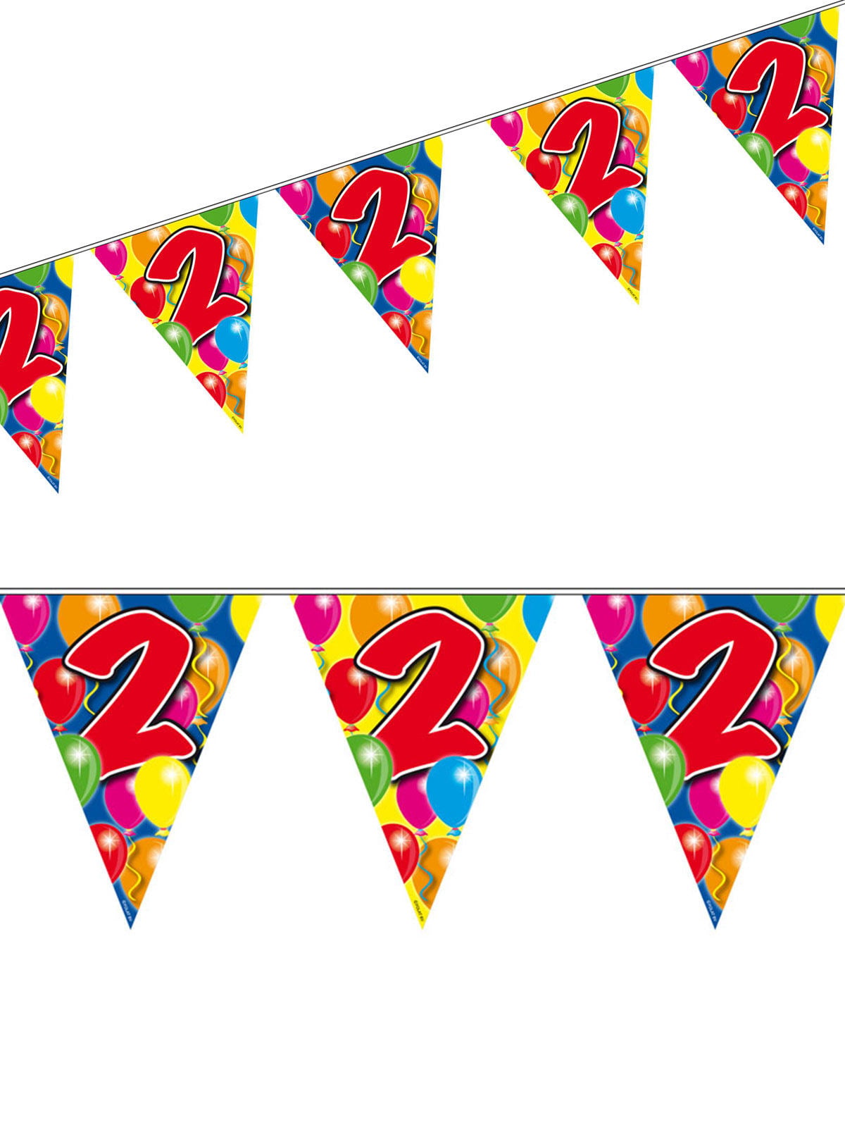 Guirlande à fanions âge 2 pour anniversaire multicolore avec motifs de ballons