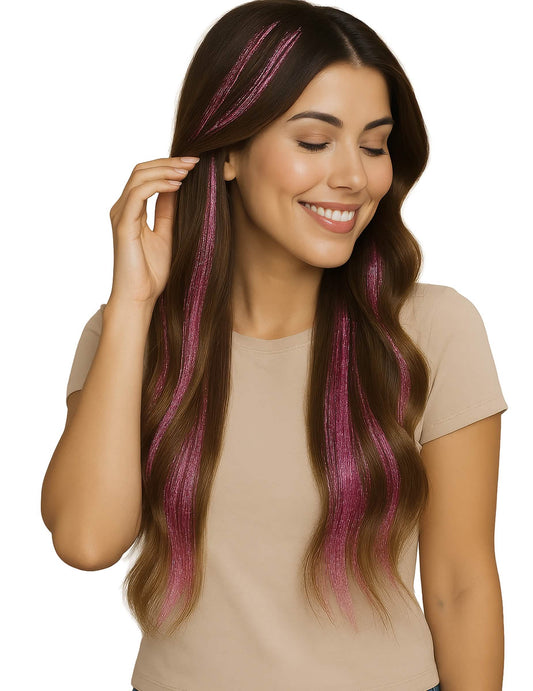 Mise en situation des mèches de cheveux brillantes pour femme