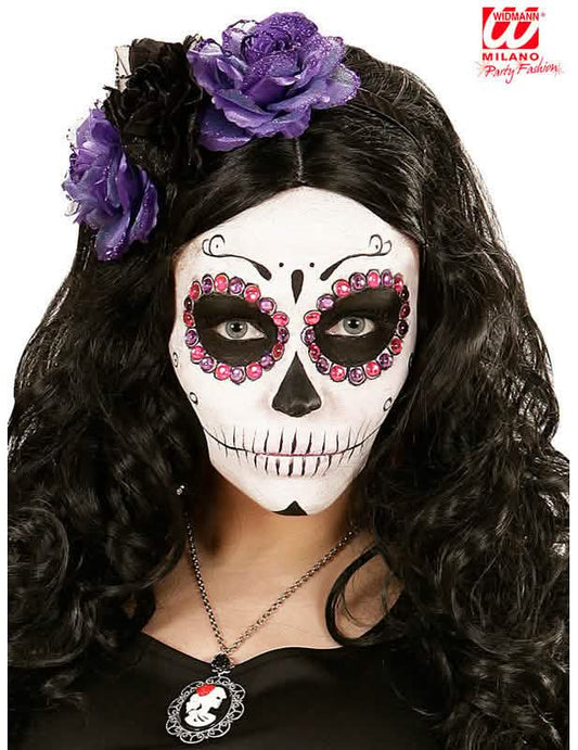 Mise en situation sur le visage des 40 Strass Dia de los muertos