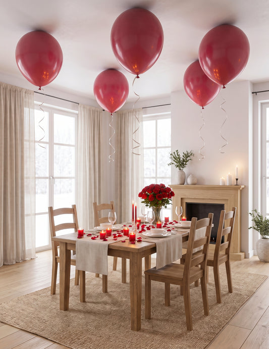 5 Ballons géants en latex rouges 47 cm