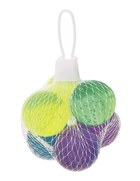 6 meerkleurige glitter stuiterballen 3 cm