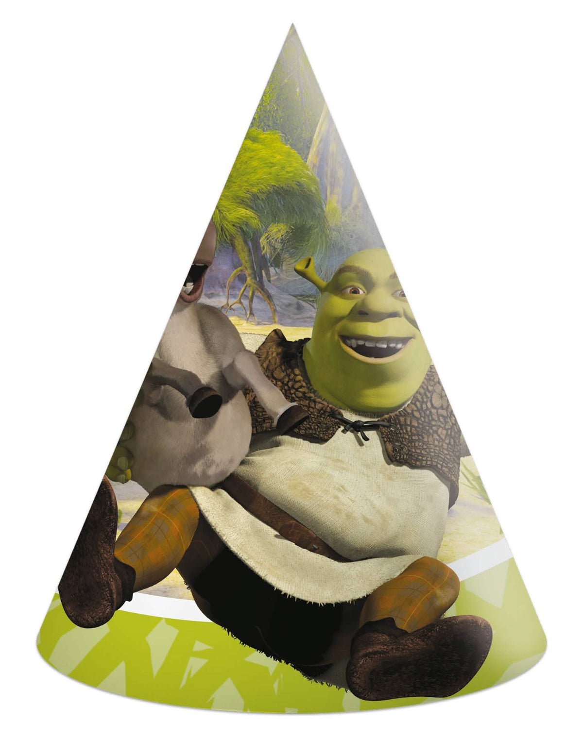 Feesthoed Shrek voor kinderen groen met de ezel