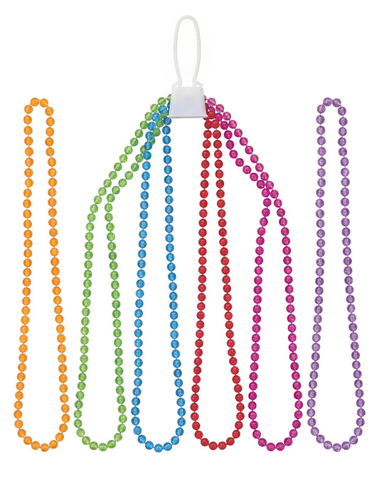 6 colliers de perles en plastique transparent et coloré