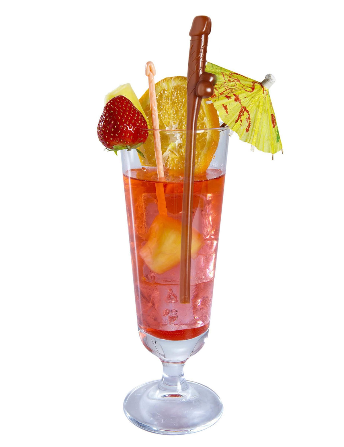 Setting in scène tijdens een cocktail met ondeugende rietjes voor volwassenen bruin