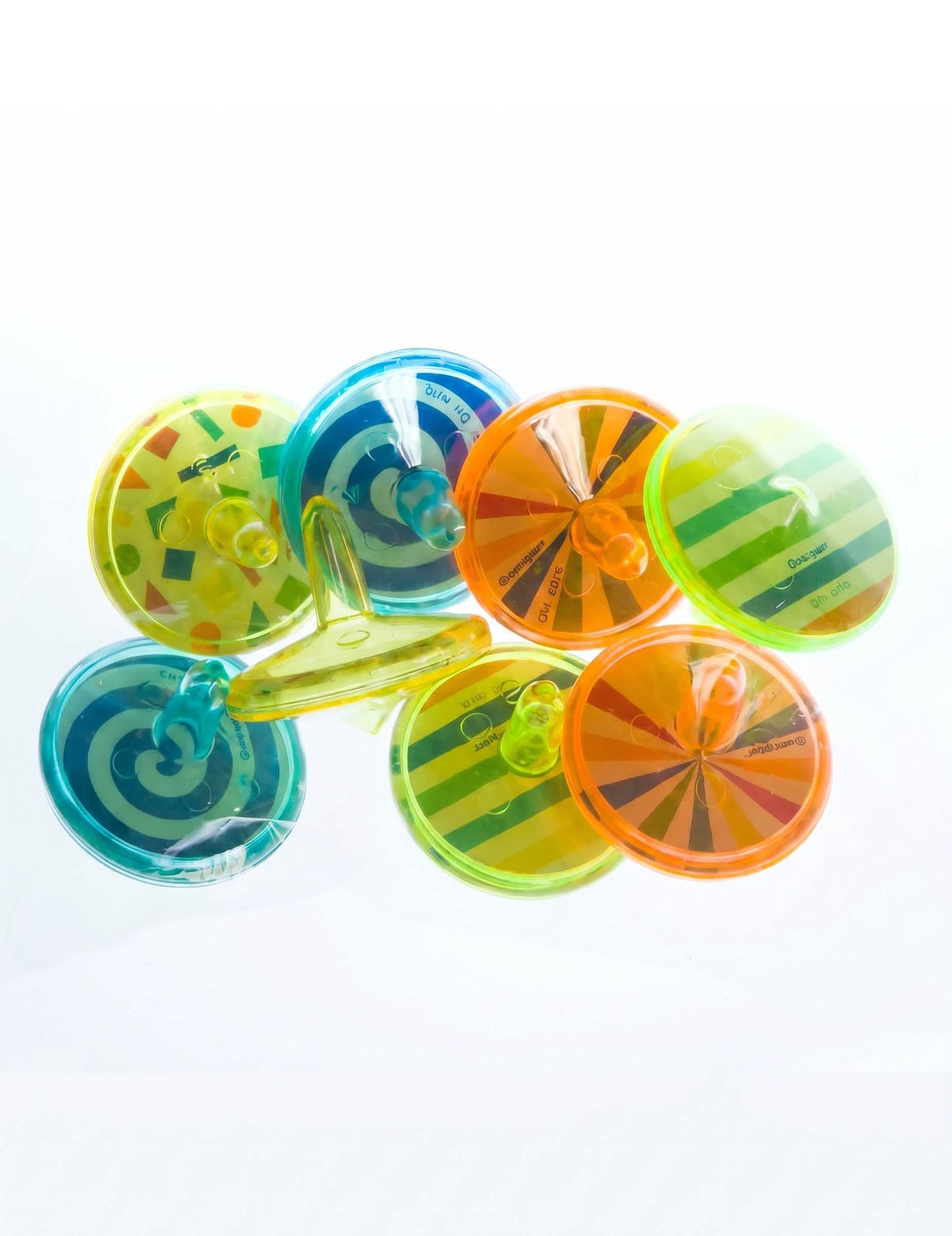 8 accessoires piñata toupies en plastique à motifs spirales