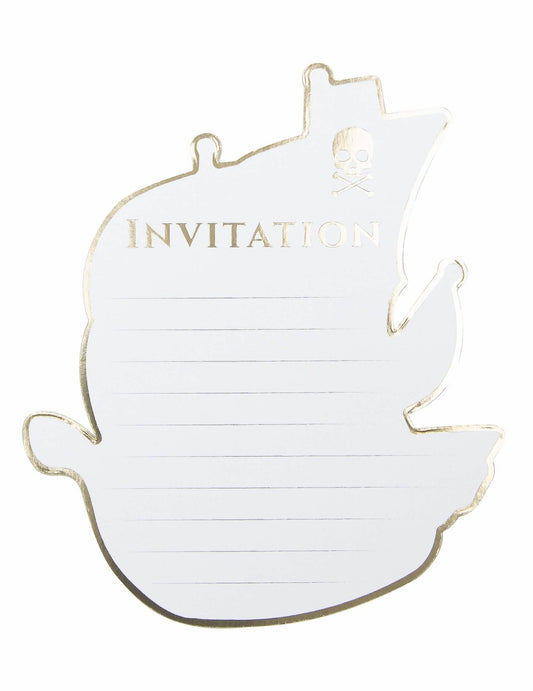 Vue de l'intérieur avec lignes d'écriture des cartes d'invitation bateau pirate