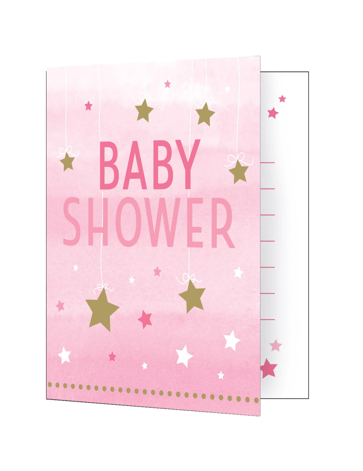 Cartons d'invitation One Little Star pour baby shower rose avec étoiles dorées