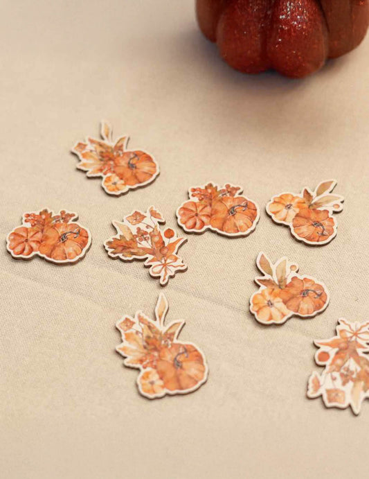 8 confettis Cottage Living en bois terre brûlée 4 à 5 cm