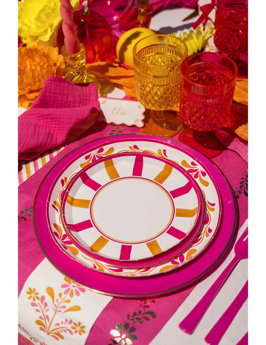 8 Kleine kartonnen bordjes Pink Limonade 18 cm
