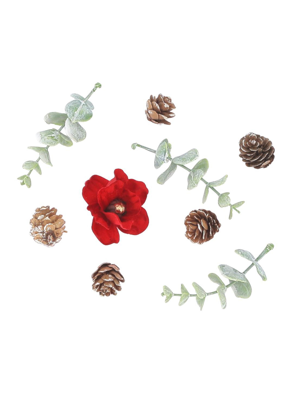 9 Elegantie decoraties fluweel rood en groen van 2 tot 8,5 cm