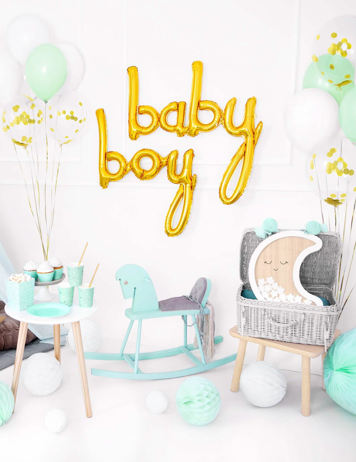 Ballon aluminium baby boy pour baby shower doré