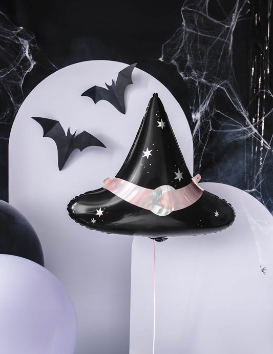 Mise en scène du ballon aluminium chapeau de sorcière