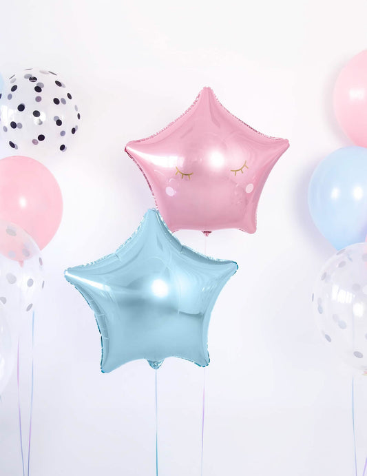 Mise en situation du ballon aluminium étoile pour fête turquoise