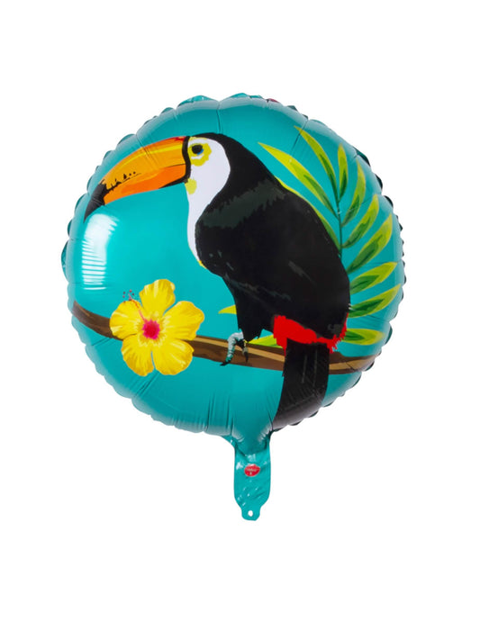 Vue de face du ballon aluminium toucan pour fête