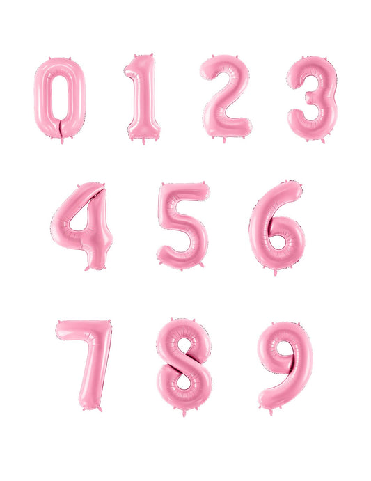 Ensemble des chiffres de 0 à 9 du Ballon géant chiffre rose pastel
