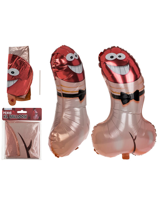 Packaging et différentes vues du ballon humoristique zizi