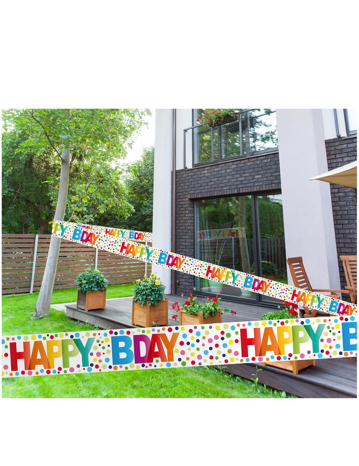 Banderole Happy Birthday pour fête à points multicolores
