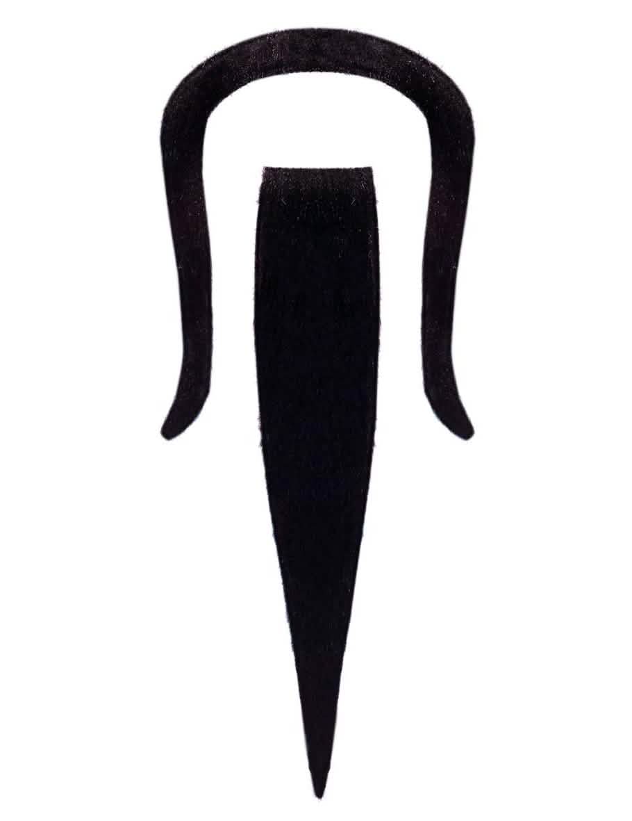 Barbe et moustache autocollante pour adulte noire fine et pointue