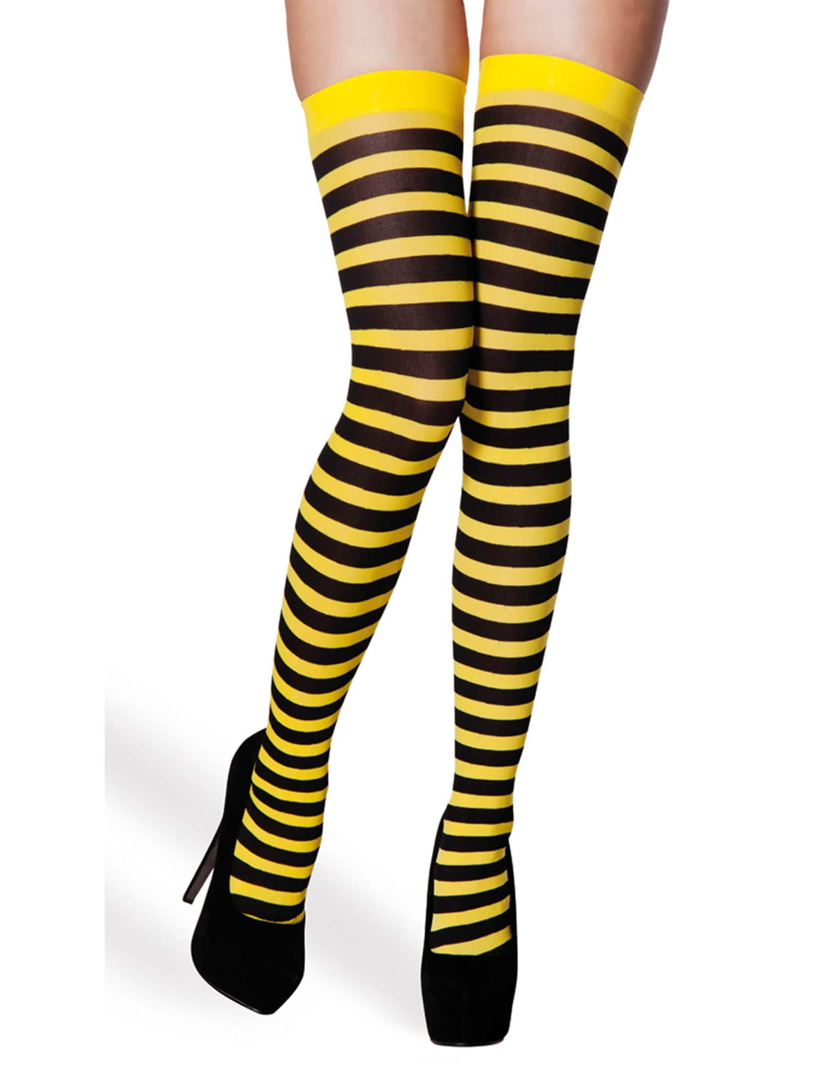 Bas abeille pour femme rayés jaune et noir