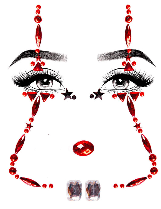 Bijoux pour visage adhésifs clown effrayant
