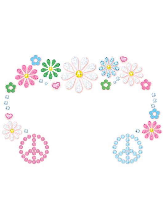 Bijoux pour visage adhésifs fleurs hippies