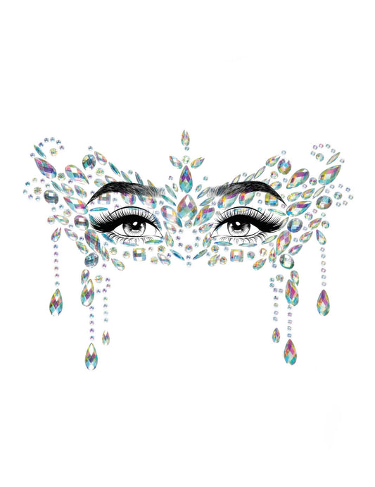 Détail du motif des bijoux pour visage adhésifs loup blanc