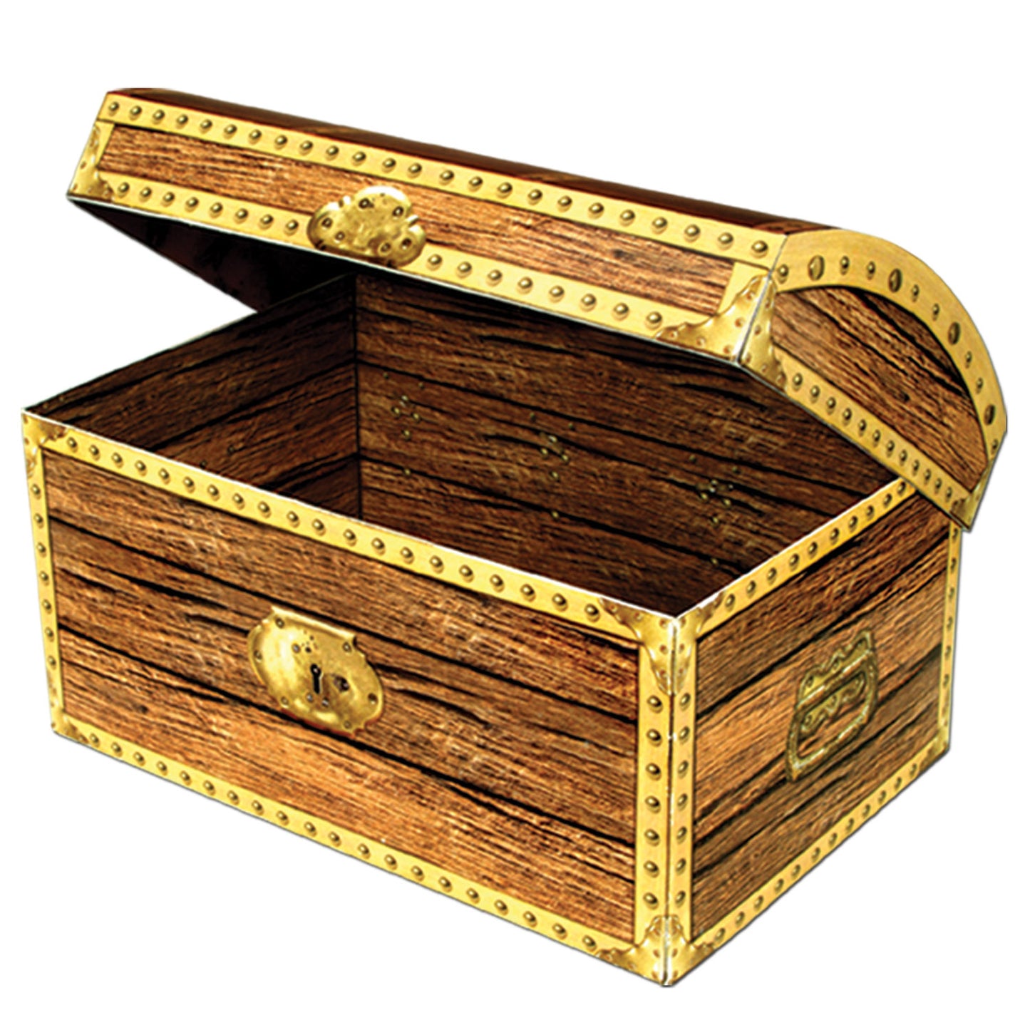 Coffre aux trésors en carton Pirate marron avec finitions dorées