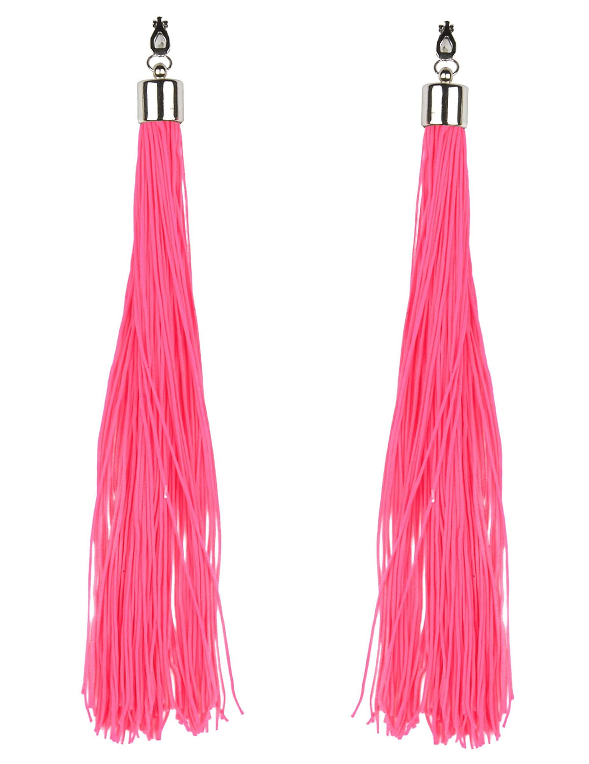 Boucles d'oreilles franges pour adulte rose fluo
