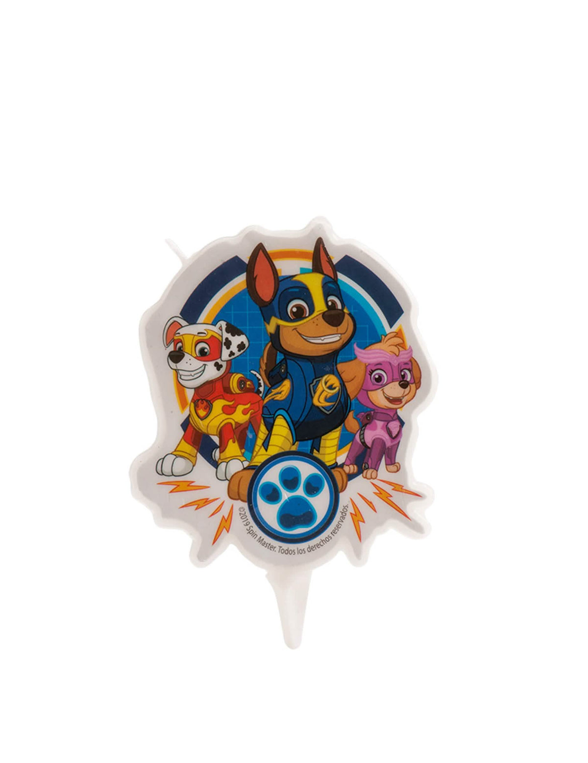 Bougie d'anniversaire Pat'Patrouille pour enfant multicolore avec les personnages Mighty Pups