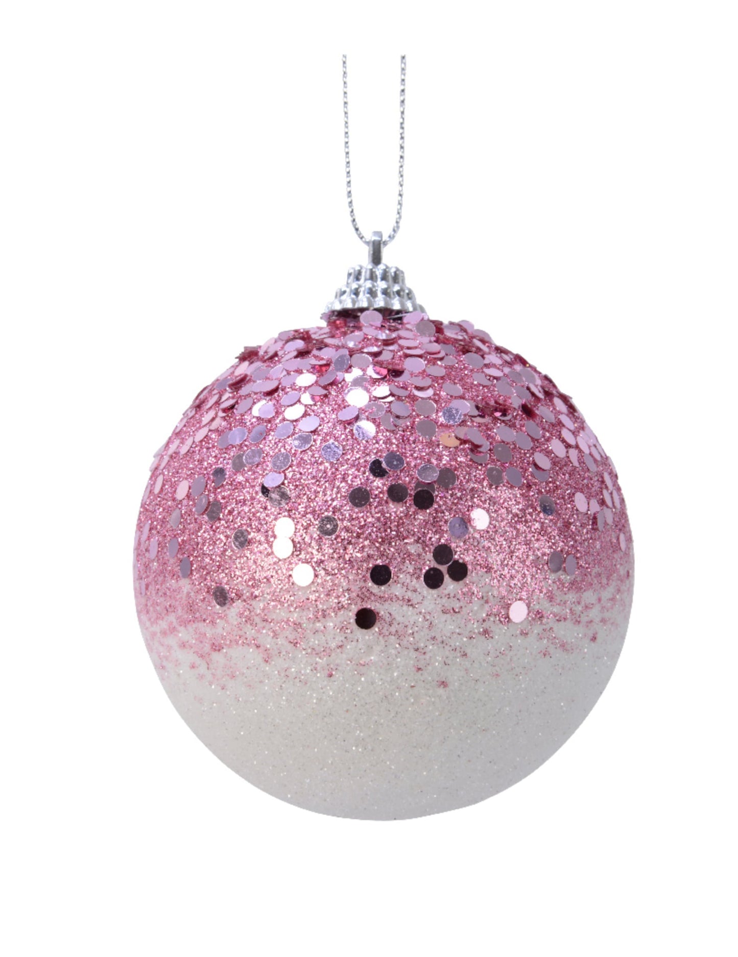 Boule à sequins pour sapin dégradé de rose