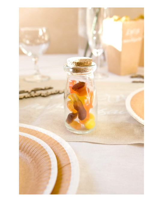 Glazen fles met kurken stop 9,5 cm transparant voor candy bar