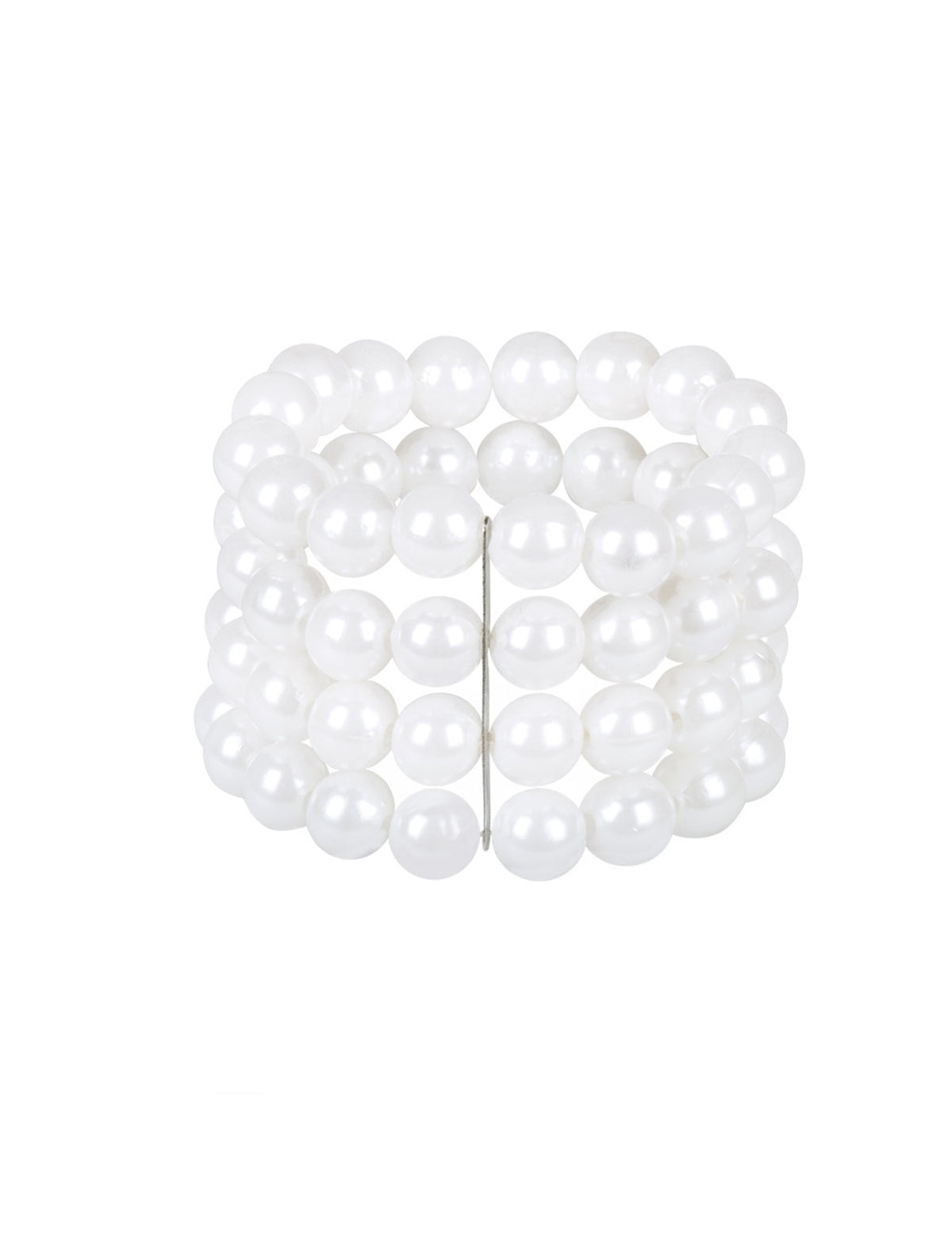Vue de profil du bracelet de perles blanches pour femme